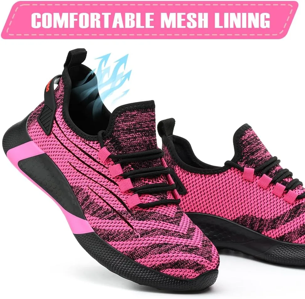Asiman Steel Toe Shoes for Women Lightweight Breathable Safety Shoes for Men Construction Non Slip Composite Toe