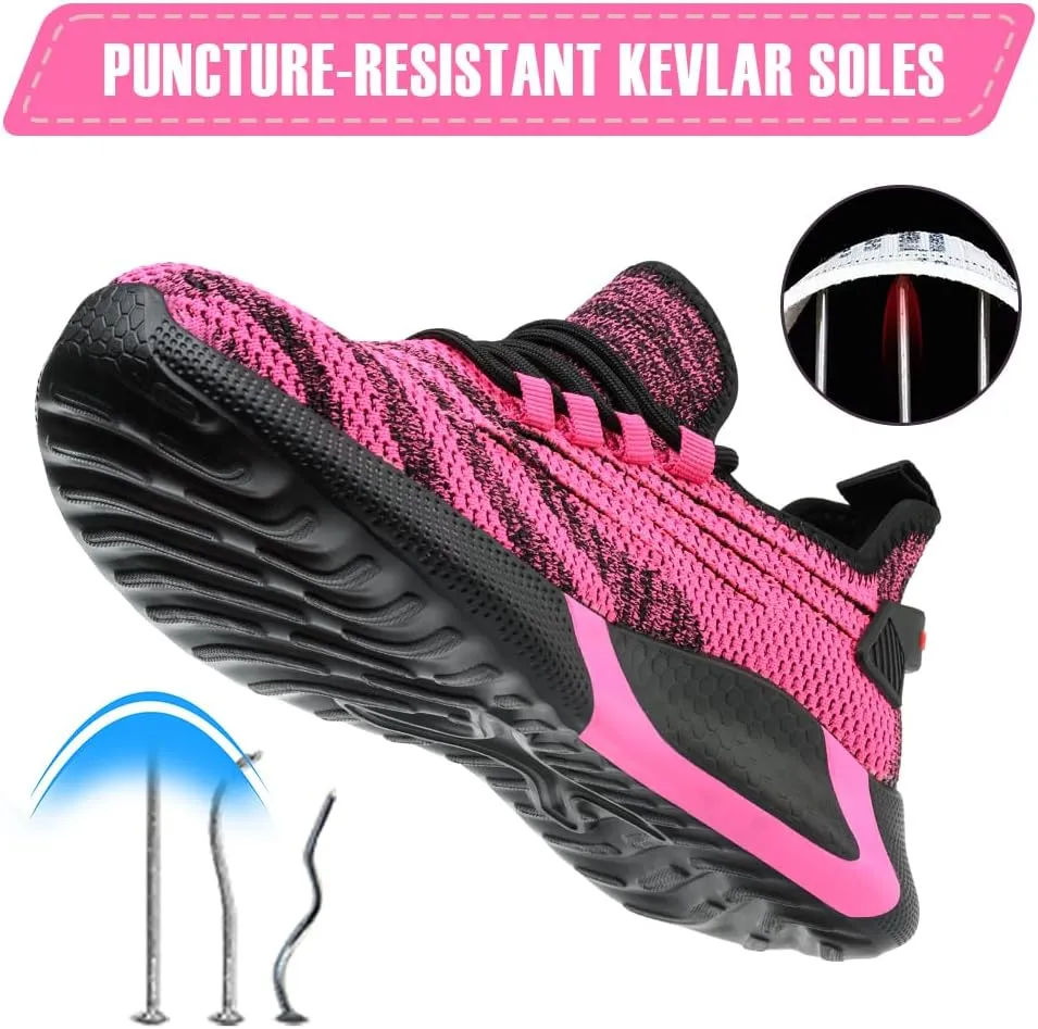 Asiman Steel Toe Shoes for Women Lightweight Breathable Safety Shoes for Men Construction Non Slip Composite Toe