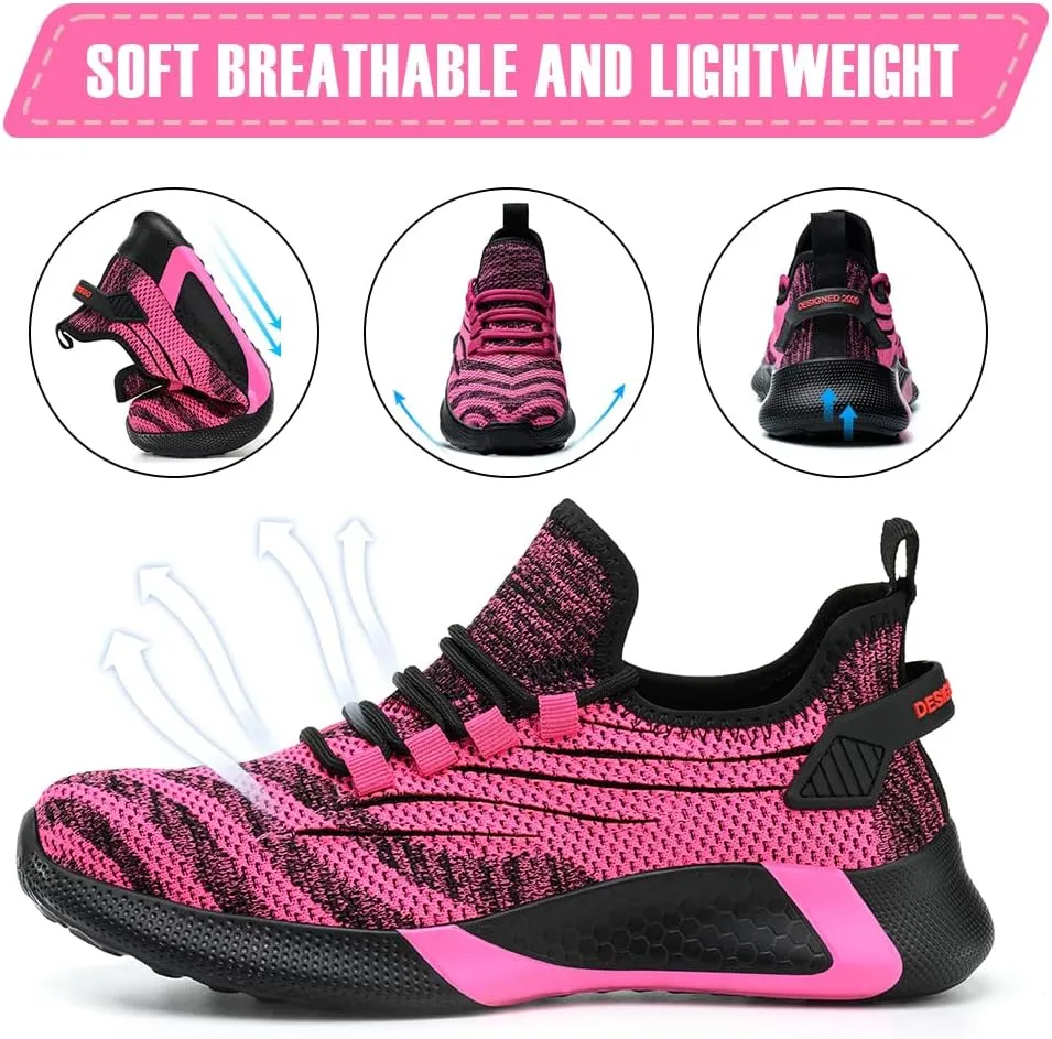Asiman Steel Toe Shoes for Women Lightweight Breathable Safety Shoes for Men Construction Non Slip Composite Toe