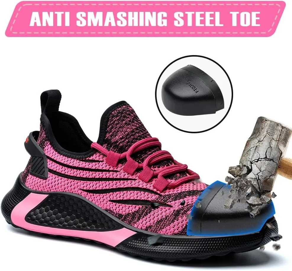 Asiman Steel Toe Shoes for Women Lightweight Breathable Safety Shoes for Men Construction Non Slip Composite Toe