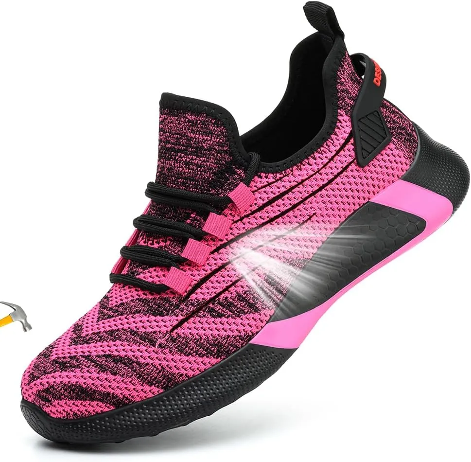 Asiman Steel Toe Shoes for Women Lightweight Breathable Safety Shoes for Men Construction Non Slip Composite Toe
