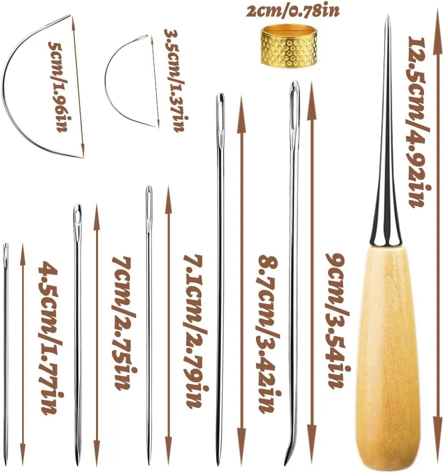 BAGERLA 273 Yards Leather Waxed Thread Sewing Kit Including Black Waxed Thread Needle Awl Thimble, Upholstery Repair Kit for Leather Carpet Sofa Seat Shoe Sewing and Repair