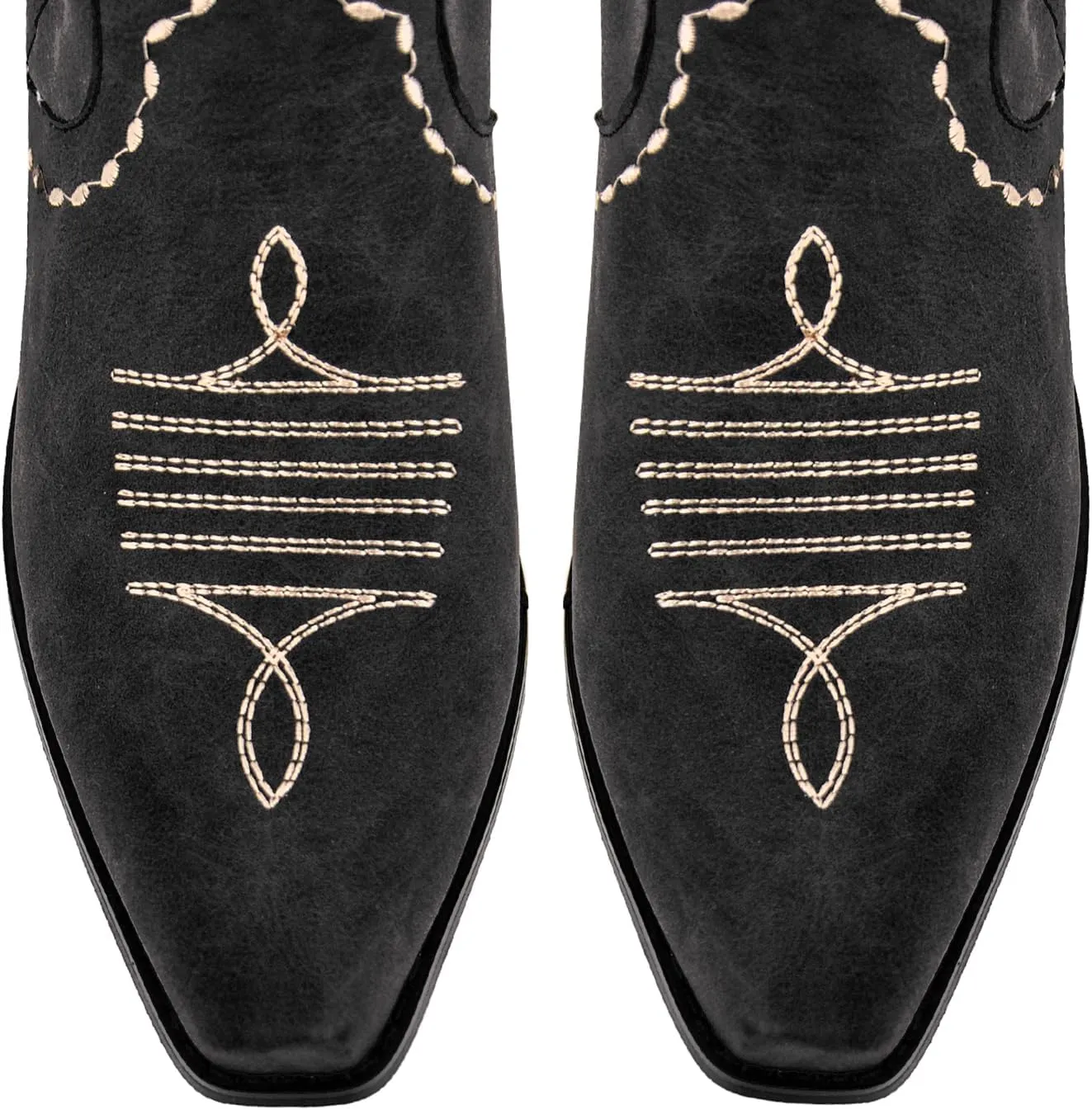 Cowboy Boots for Women Wide Calf Embroidered Western Cowgirl Boots Pointed Toe Over-The-Knee High Lace-Up Boots