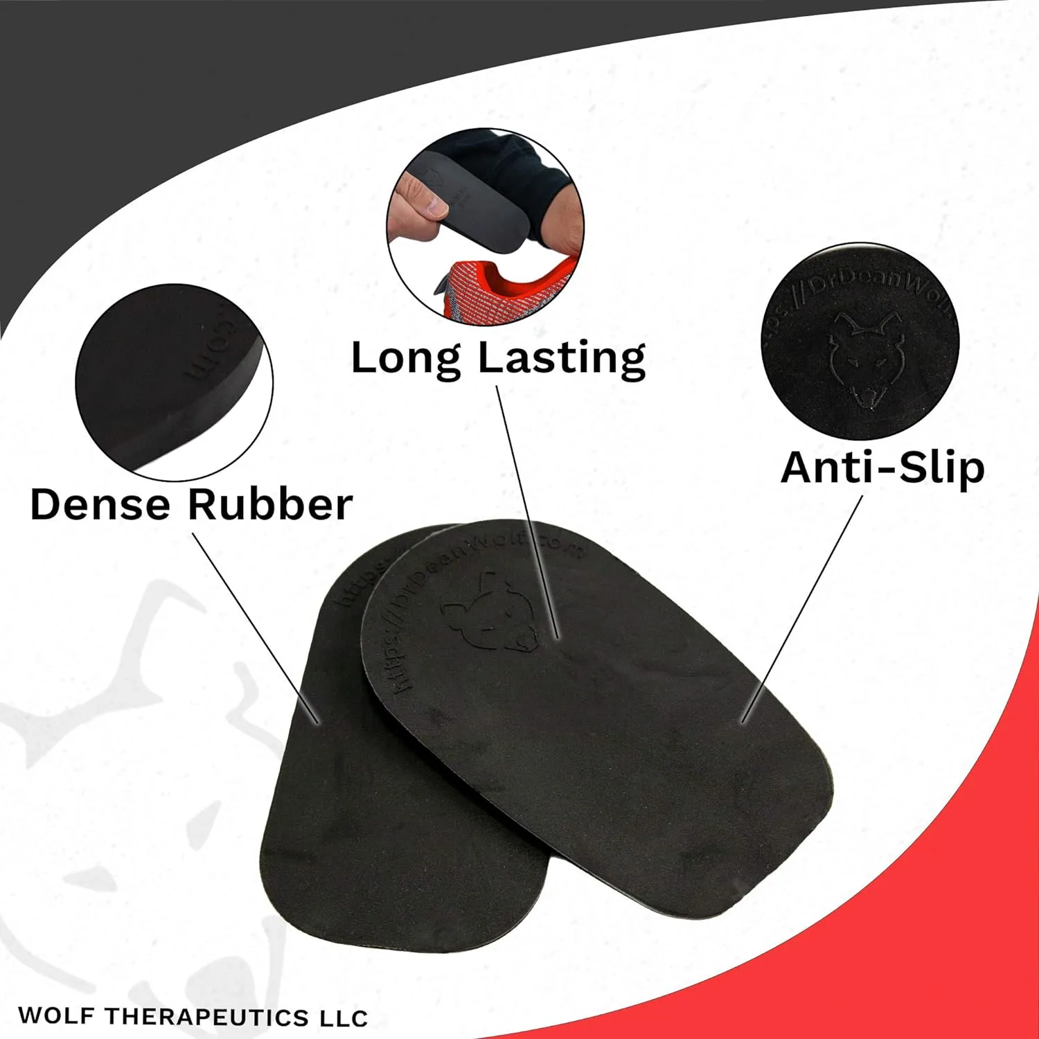 Dr. Wolf Heel Lifts for Shoes: Men's 9mm Height Increase Insoles, Rubber Heel Inserts for Leg Length Discrepancy & Achilles Tendonitis Relief, Helps Relieve Hip, Knee, & Back Pain (2 Pack)