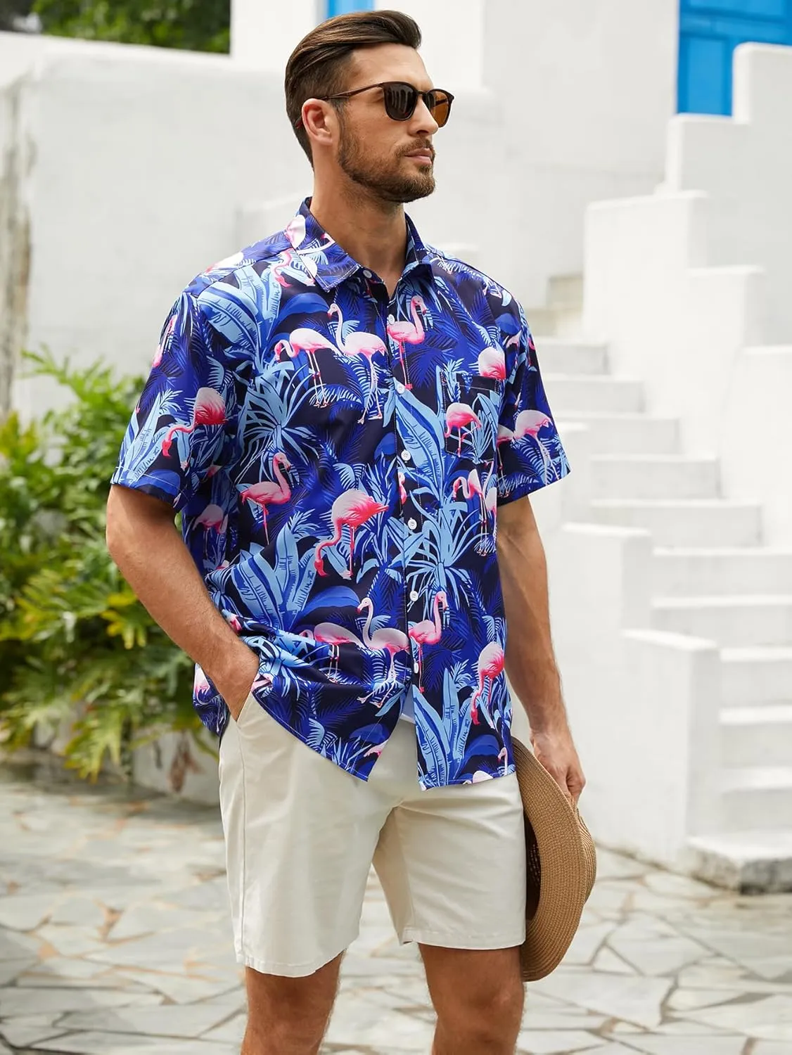 Hardaddy Men's Hawaiian Shirt Short Sleeves Printed Button Down Summer Beach Casual Shirts