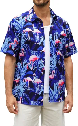 Hardaddy Men's Hawaiian Shirt Short Sleeves Printed Button Down Summer Beach Casual Shirts