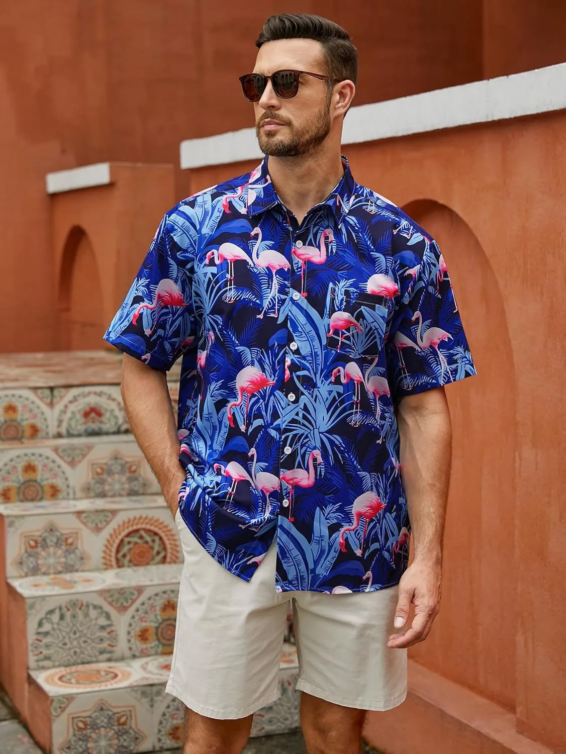 Hardaddy Men's Hawaiian Shirt Short Sleeves Printed Button Down Summer Beach Casual Shirts