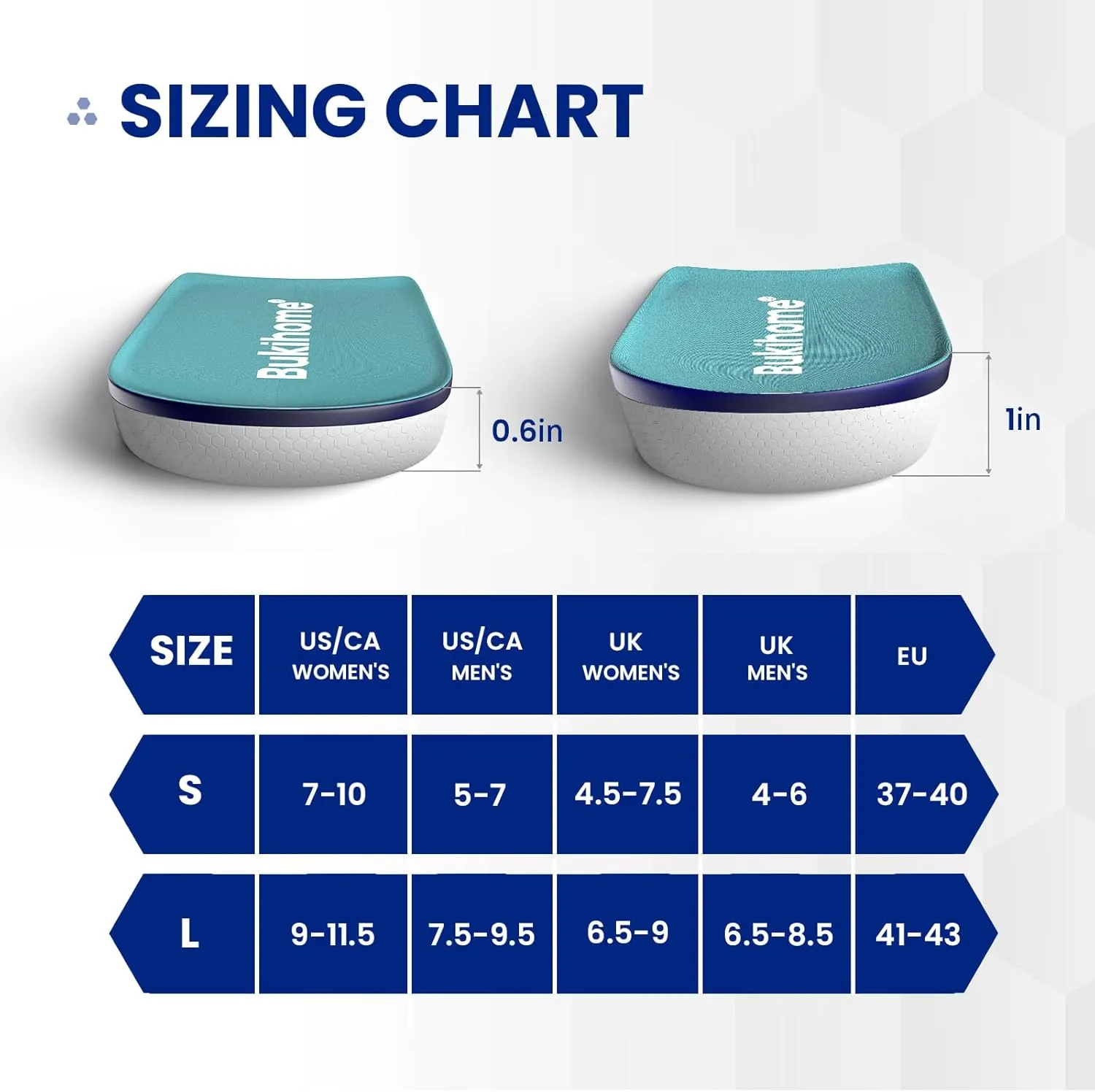 Heel Lifts for Pain Relief - Bukihome Heel Pads Achilles Tendonitis, Leg Length Discrepancy - Heel Cups Plantar Fasciitis, Height Increase Shoe Insoles for Men Women - 0.6" 1" Height, Large (2 Pairs)