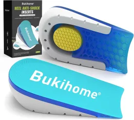 Heel Lifts for Pain Relief - Bukihome Heel Pads Achilles Tendonitis, Leg Length Discrepancy - Heel Cups Plantar Fasciitis, Height Increase Shoe Insoles for Men Women - 0.6" 1" Height, Large (2 Pairs)