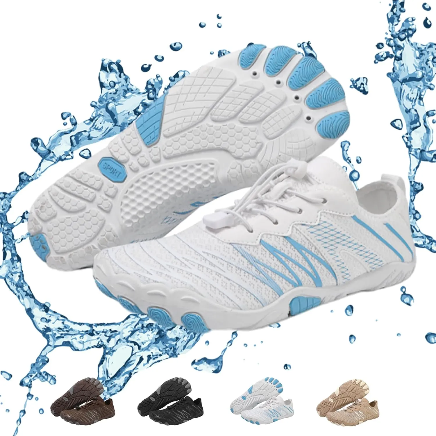 Hike Barefoot Footwear Women Men, Breathable Grounded Athletic Anti-Slip Shoes, Wide Toe Box Walking Beach Sneakers