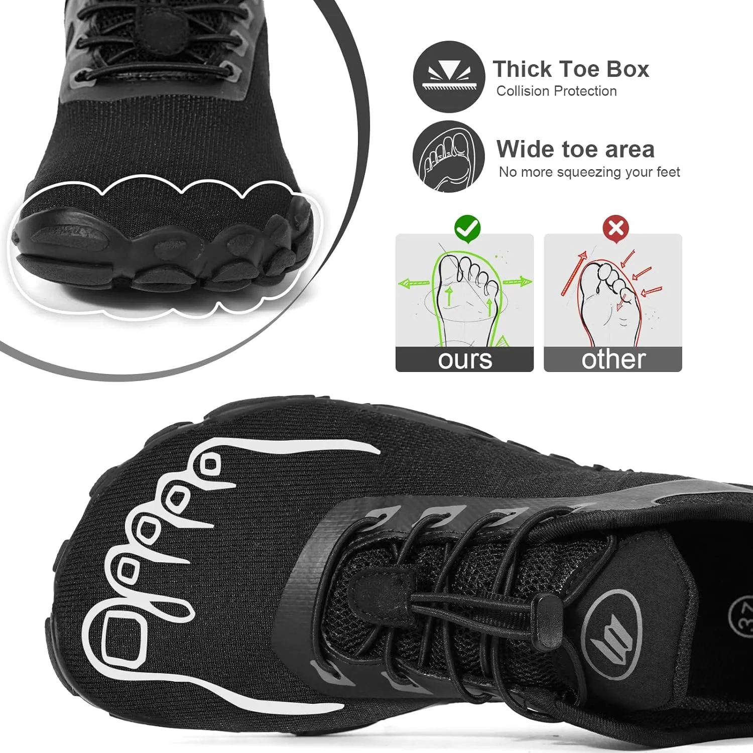 Hike Barefoot Shoes Women Men Footwear Minimalist Healthy Wide Toe Box Zero Drop Non-Slip Grounding Shoes for Walking Gym Workout Trail Running Grounded Footwear