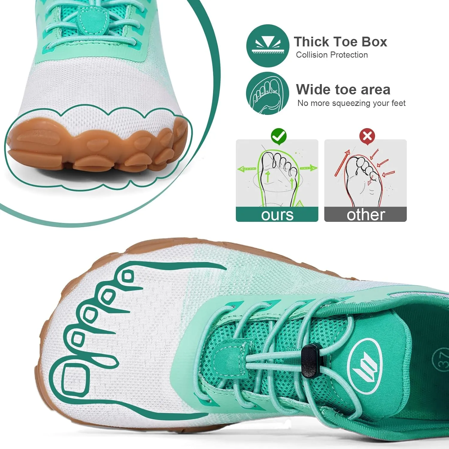 Hike Barefoot Shoes Women Men Footwear Minimalist Healthy Wide Toe Box Zero Drop Non-Slip Grounding Shoes for Walking Gym Workout Trail Running Grounded Footwear