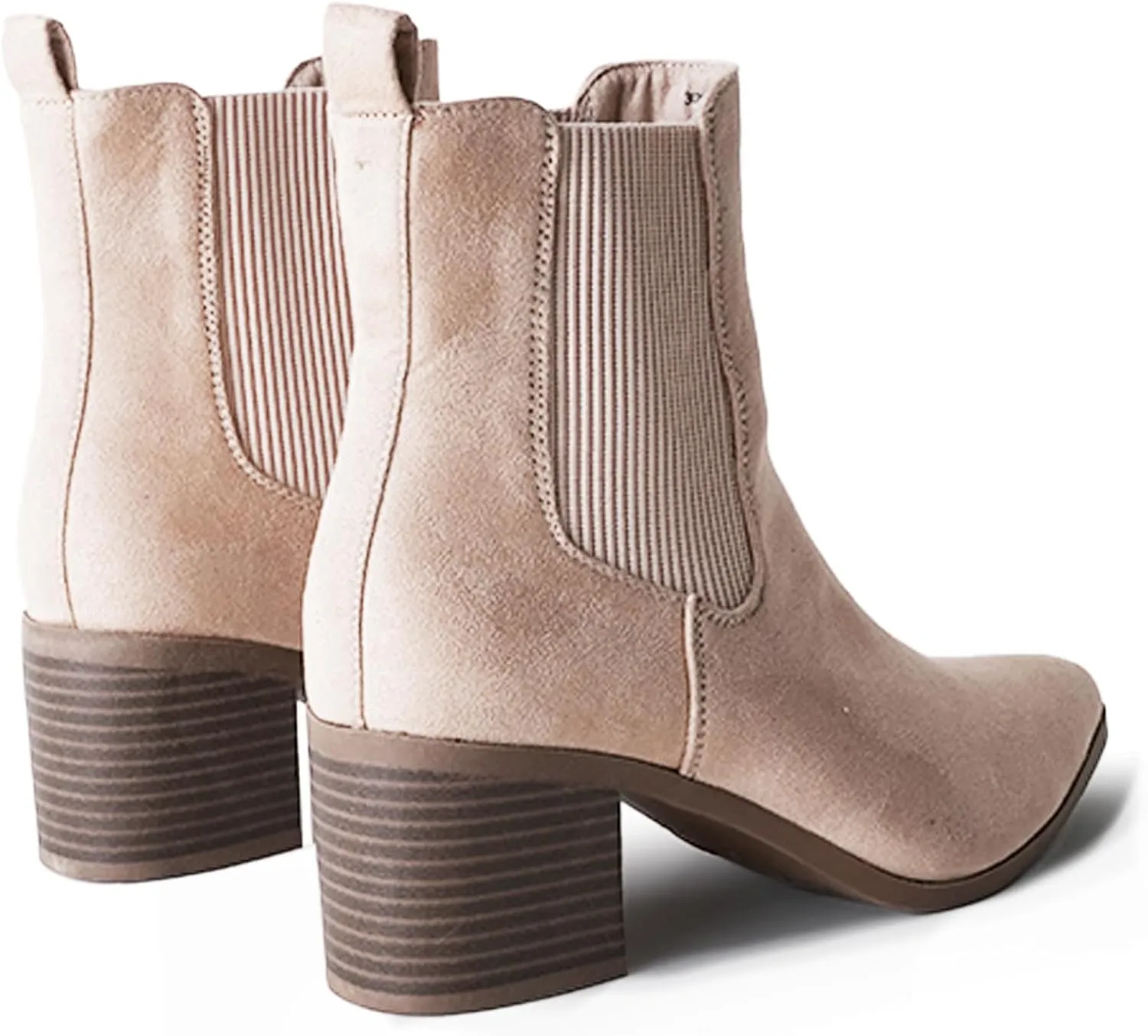 J. Adams Andi Booties for Women - Pointed Toe Mid Heel Slip on Chelsea Boots - Vegan Leather Ankle Boots - Comfortable Fall Boots for Women