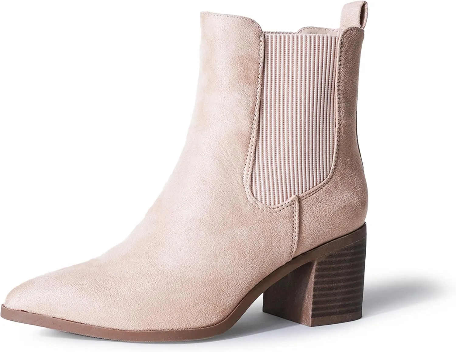 J. Adams Andi Booties for Women - Pointed Toe Mid Heel Slip on Chelsea Boots - Vegan Leather Ankle Boots - Comfortable Fall Boots for Women