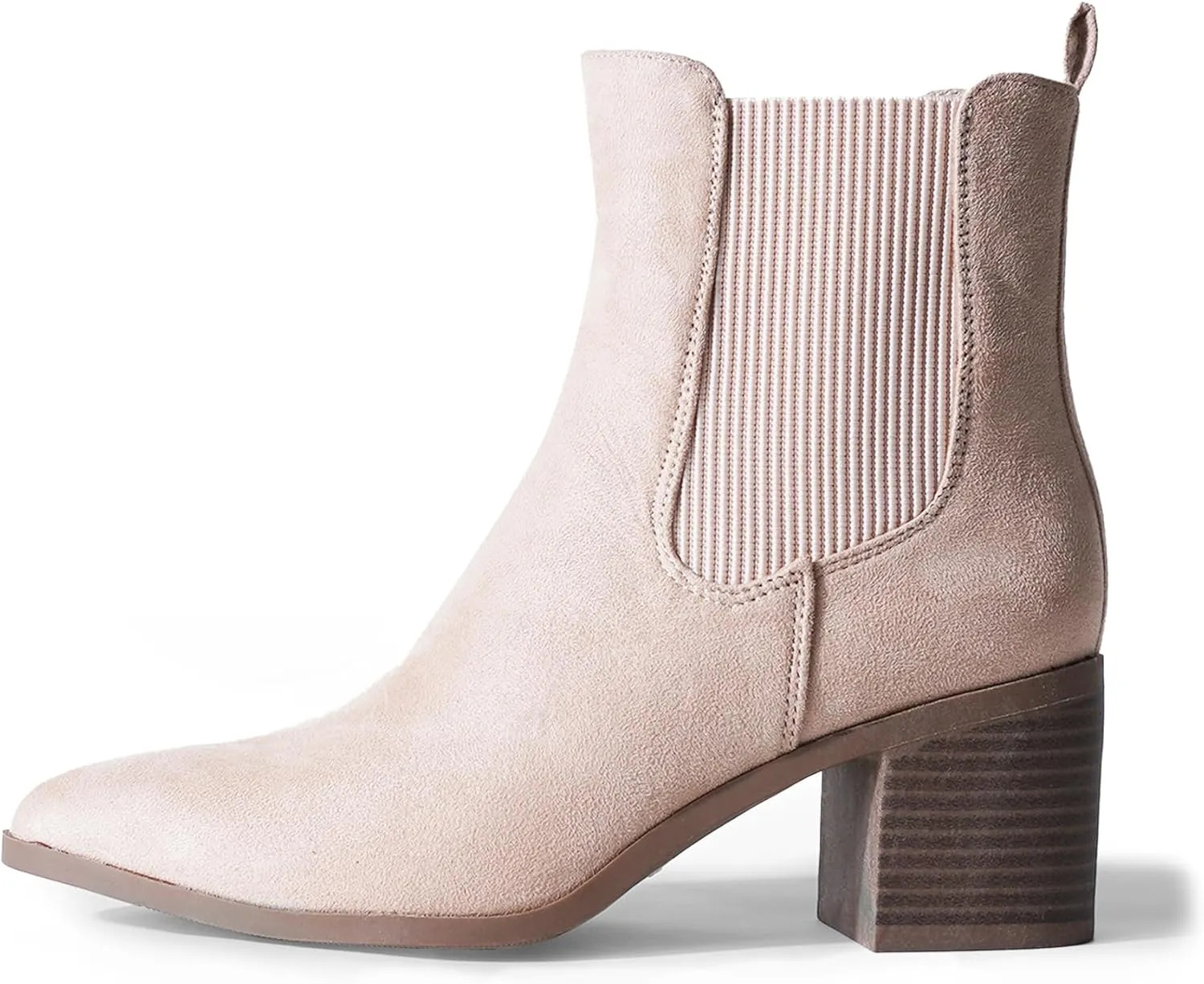 J. Adams Andi Booties for Women - Pointed Toe Mid Heel Slip on Chelsea Boots - Vegan Leather Ankle Boots - Comfortable Fall Boots for Women