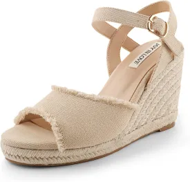 JOY IN LOVE Platform Wedge Sandals for Women 4IN Espadrille Wedge Heels Ankle Strap Sandals