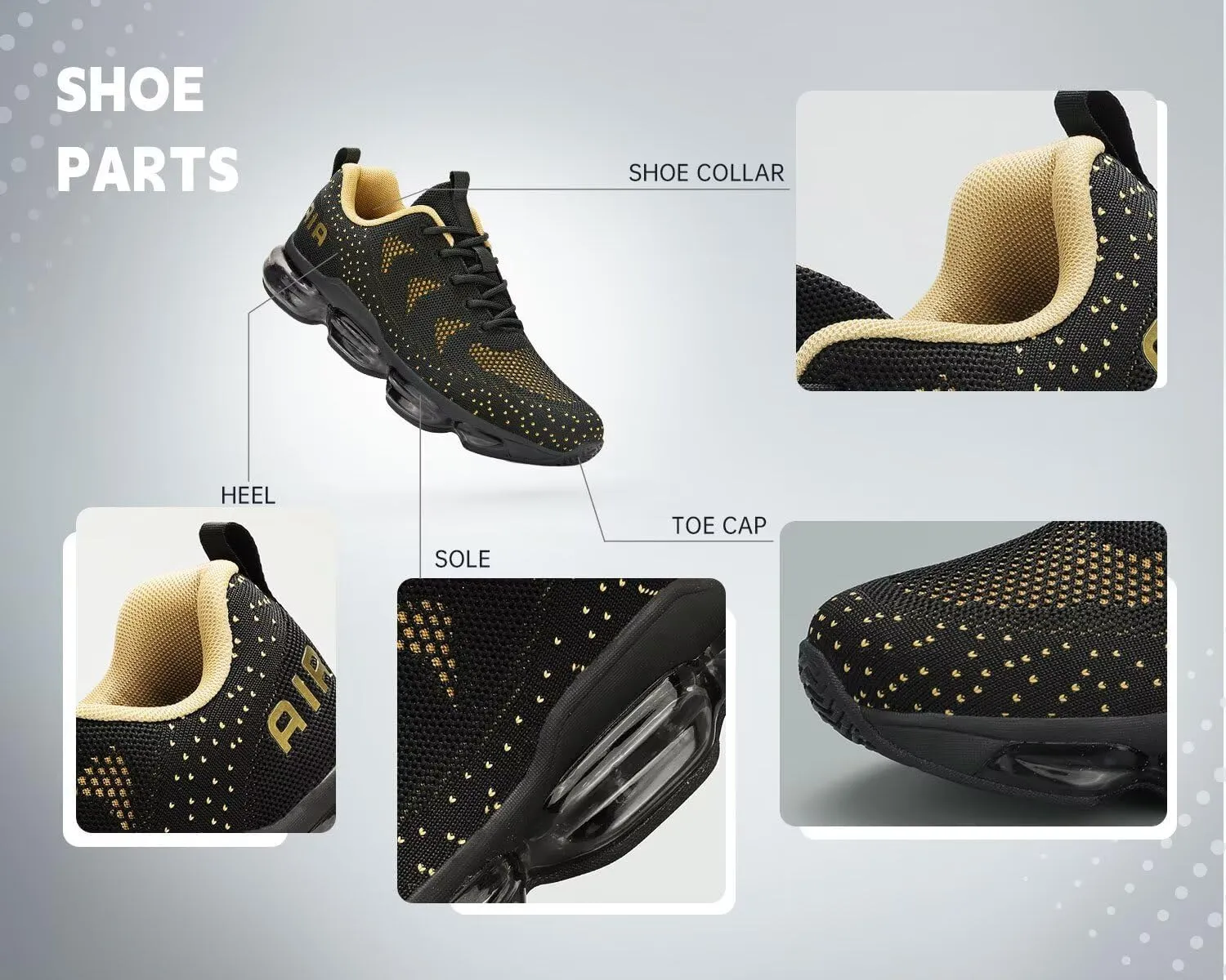 Men's Air Cushion Running Shoes Walking Jogging Fitness Gym Fashion Sneakers Lace Up Casual Comfortable Work Tennis Sport Athletic Trainers