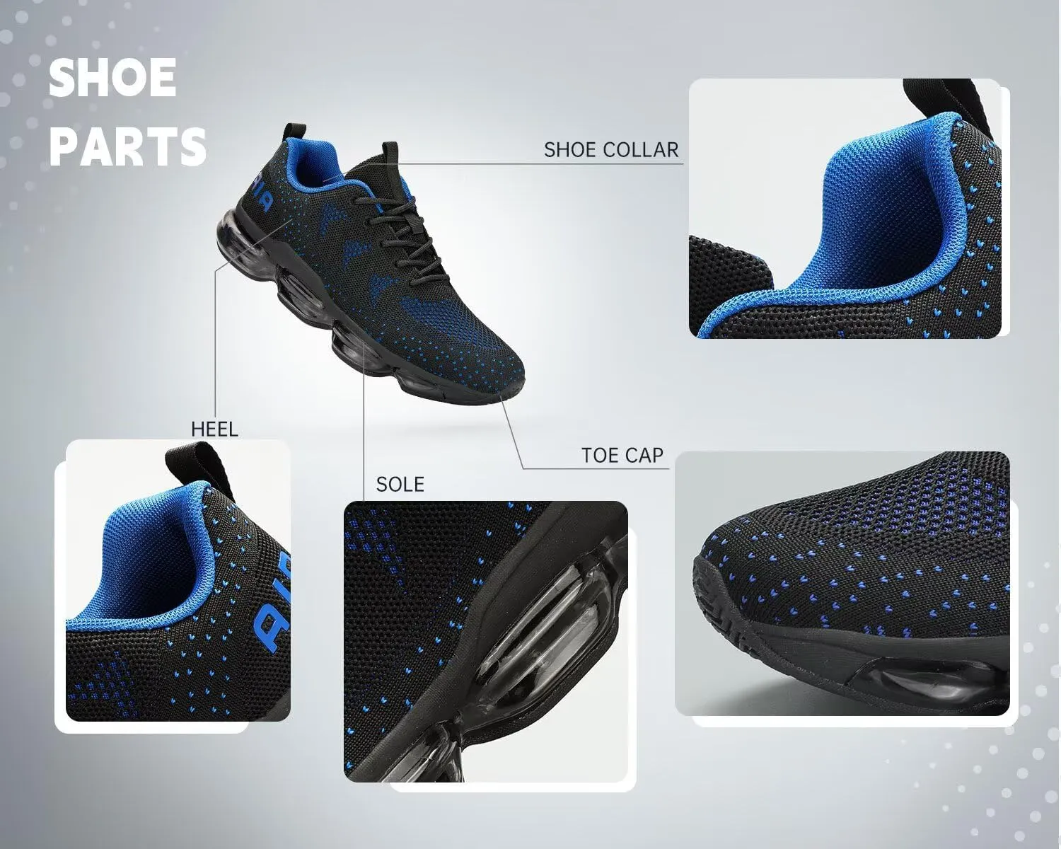 Men's Air Cushion Running Shoes Walking Jogging Fitness Gym Fashion Sneakers Lace Up Casual Comfortable Work Tennis Sport Athletic Trainers