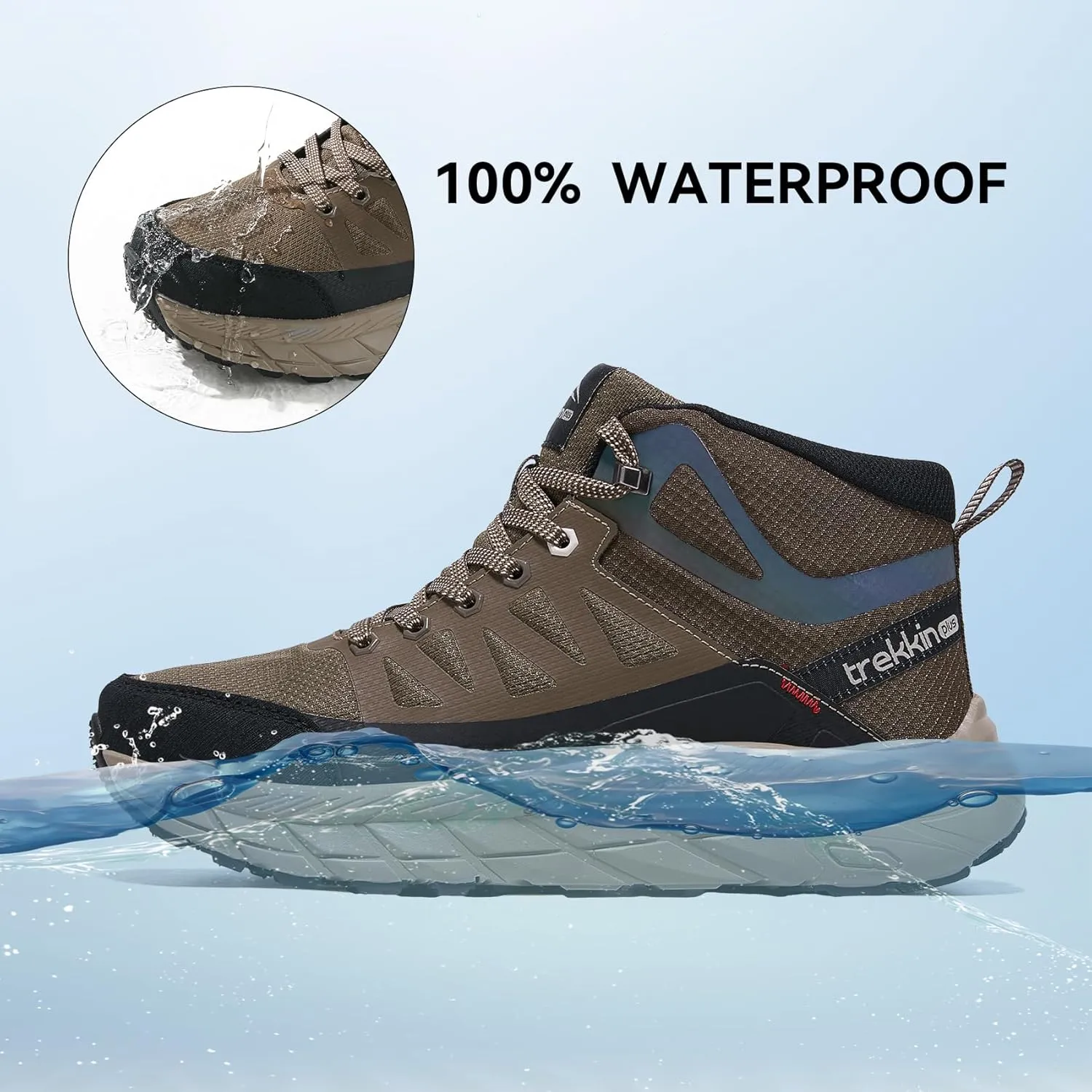 Men's Waterproof Shoes Hiking Trekking Trails Outdoor Lightweight Slip Resistant Cushion Sole Comfortable Work Shoes Walking Boot