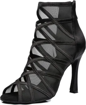 Minishion Dancing Boots Women Latin Ballroom Ankle Dance Shoes Sommer Evening Wedding Party Heeded Sandals