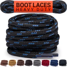 Miscly Round Boot Laces [1 Pair] Heavy Duty and Durable Shoelaces for Boots, Work Boots & Hiking Shoes