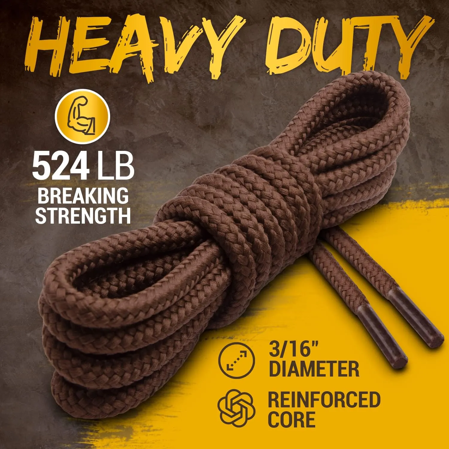 Miscly Round Boot Laces [1 Pair] Heavy Duty and Durable Shoelaces for Boots, Work Boots & Hiking Shoes