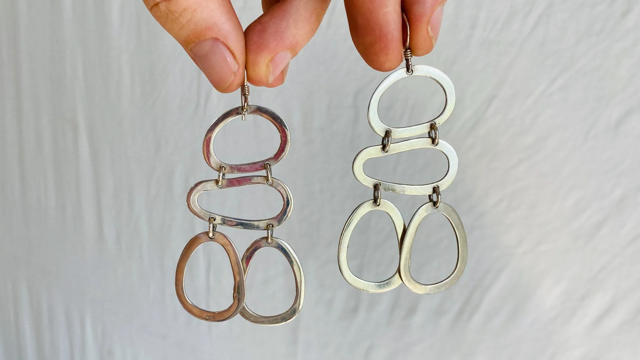 Modern Berber Silver Earrings. Morocco.