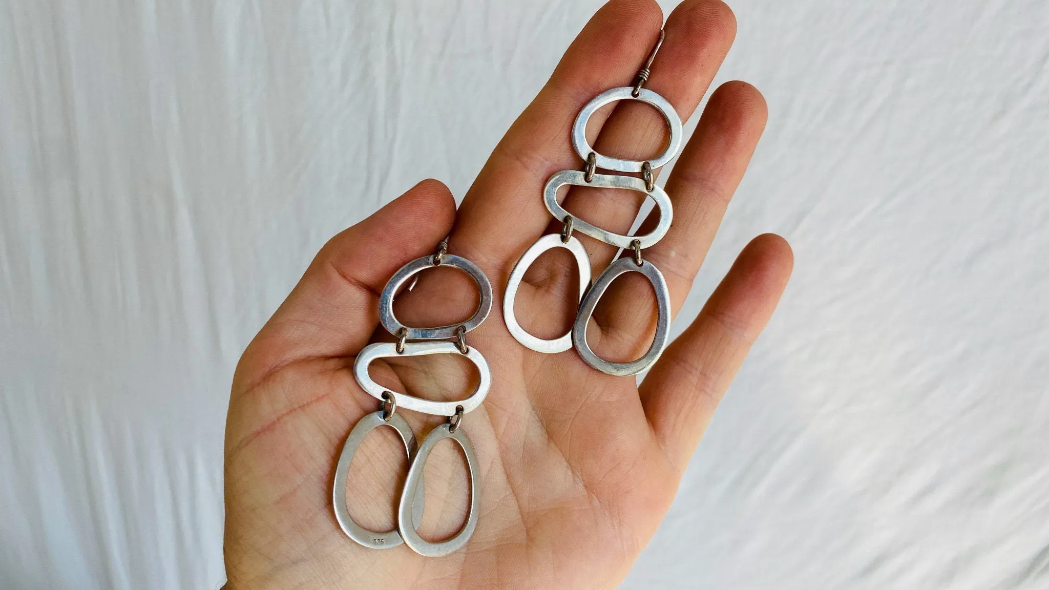 Modern Berber Silver Earrings. Morocco.