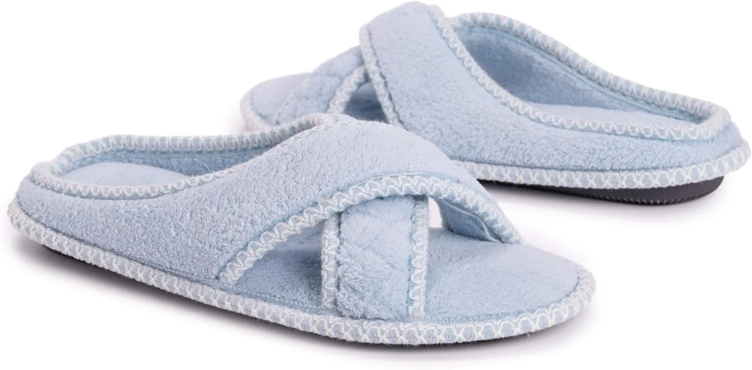 MUK LUKS Women's Ada Chenille Crossband Slippers-Daisy White