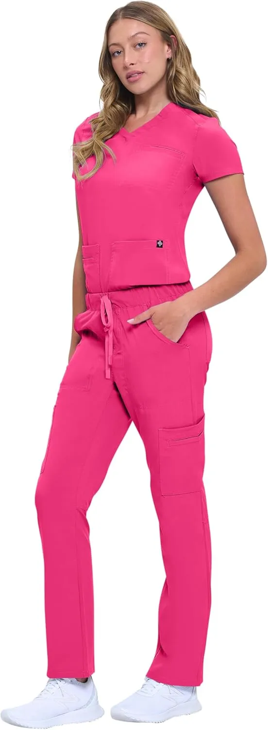 Natural Uniforms Womens 11 Pocket Cool Stretch Cargo Scrub Set with Regular and Petite Sizes