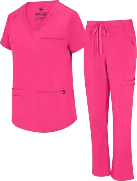 Natural Uniforms Womens 11 Pocket Cool Stretch Cargo Scrub Set with Regular and Petite Sizes