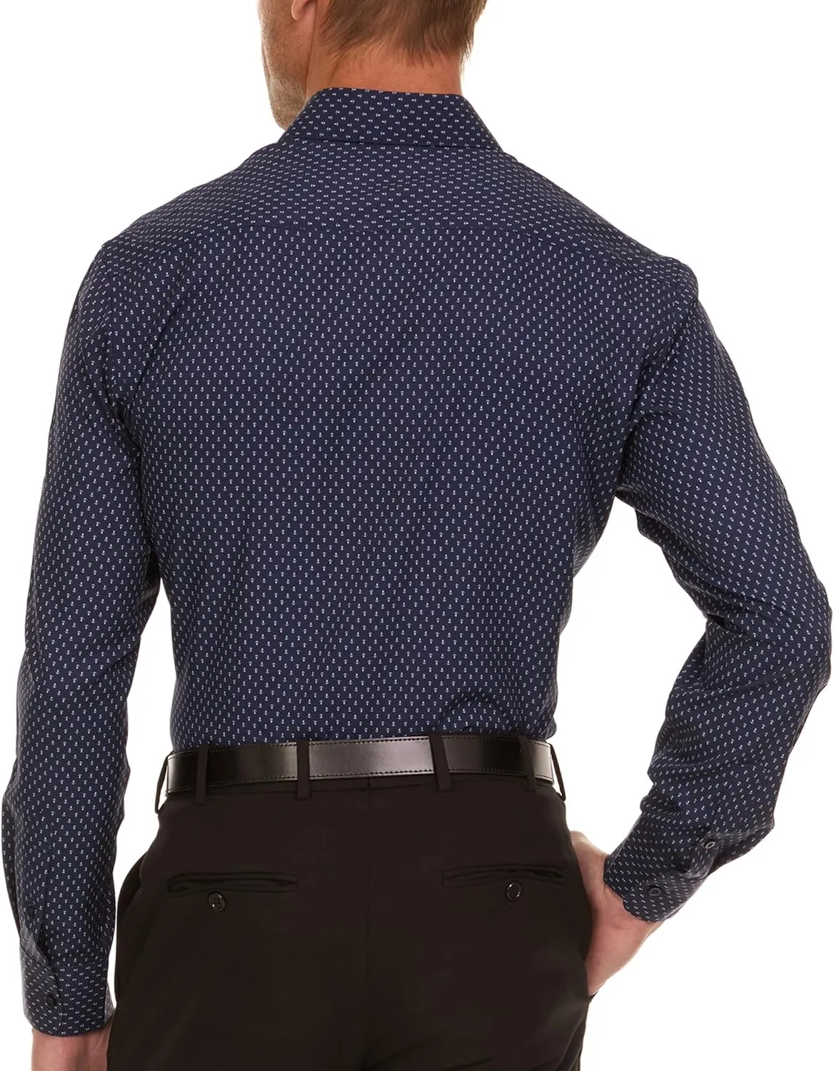 Nautica Slim Fit Mens Dress Shirts Long Sleeve Performance Polyester Fabric Wrinkle Free 4-Way Stretch