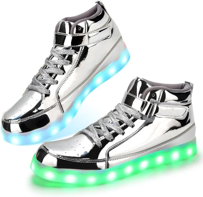 Padgene Women's Men's LED Lights Up Shoes Unisex Luminous Flashing Trainers USB Charging Lace Up Couples Dancing Shoes