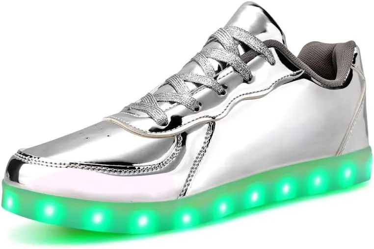 Padgene Women's Men's LED Lights Up Shoes Unisex Luminous Flashing Trainers USB Charging Lace Up Couples Dancing Shoes