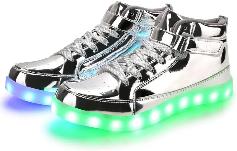 Padgene Women's Men's LED Lights Up Shoes Unisex Luminous Flashing Trainers USB Charging Lace Up Couples Dancing Shoes
