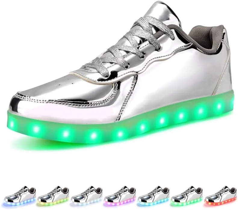 Padgene Women's Men's LED Lights Up Shoes Unisex Luminous Flashing Trainers USB Charging Lace Up Couples Dancing Shoes