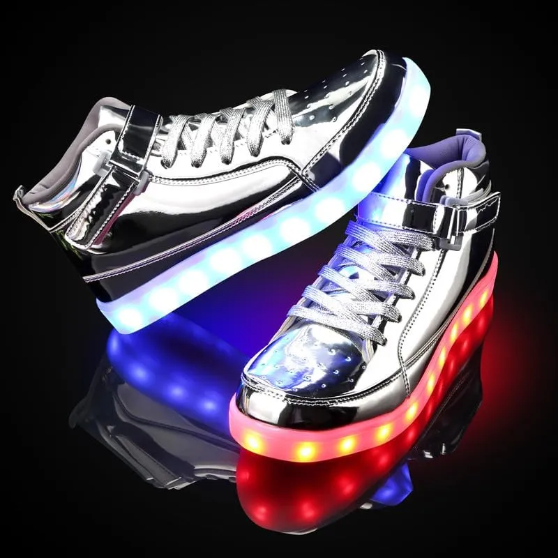 Padgene Women's Men's LED Lights Up Shoes Unisex Luminous Flashing Trainers USB Charging Lace Up Couples Dancing Shoes