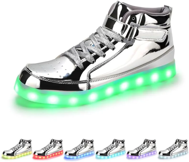 Padgene Women's Men's LED Lights Up Shoes Unisex Luminous Flashing Trainers USB Charging Lace Up Couples Dancing Shoes