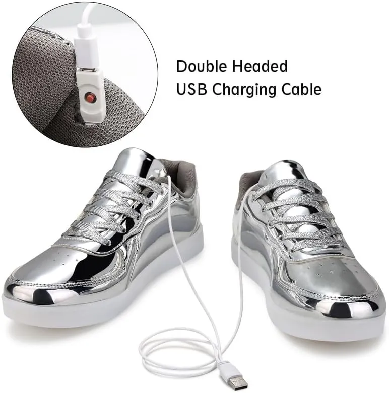 Padgene Women's Men's LED Lights Up Shoes Unisex Luminous Flashing Trainers USB Charging Lace Up Couples Dancing Shoes