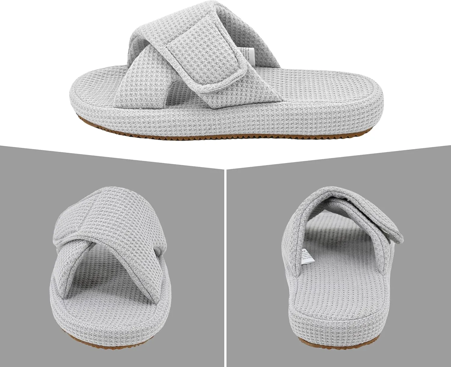 Panda Bros Women's Adjustable Slippers, Diabetic Slippers for Women Memory Foam, Open Toe Swollen Feet Slippers Bedroom House Indoor Outdoor Shoes with Rubber Sole