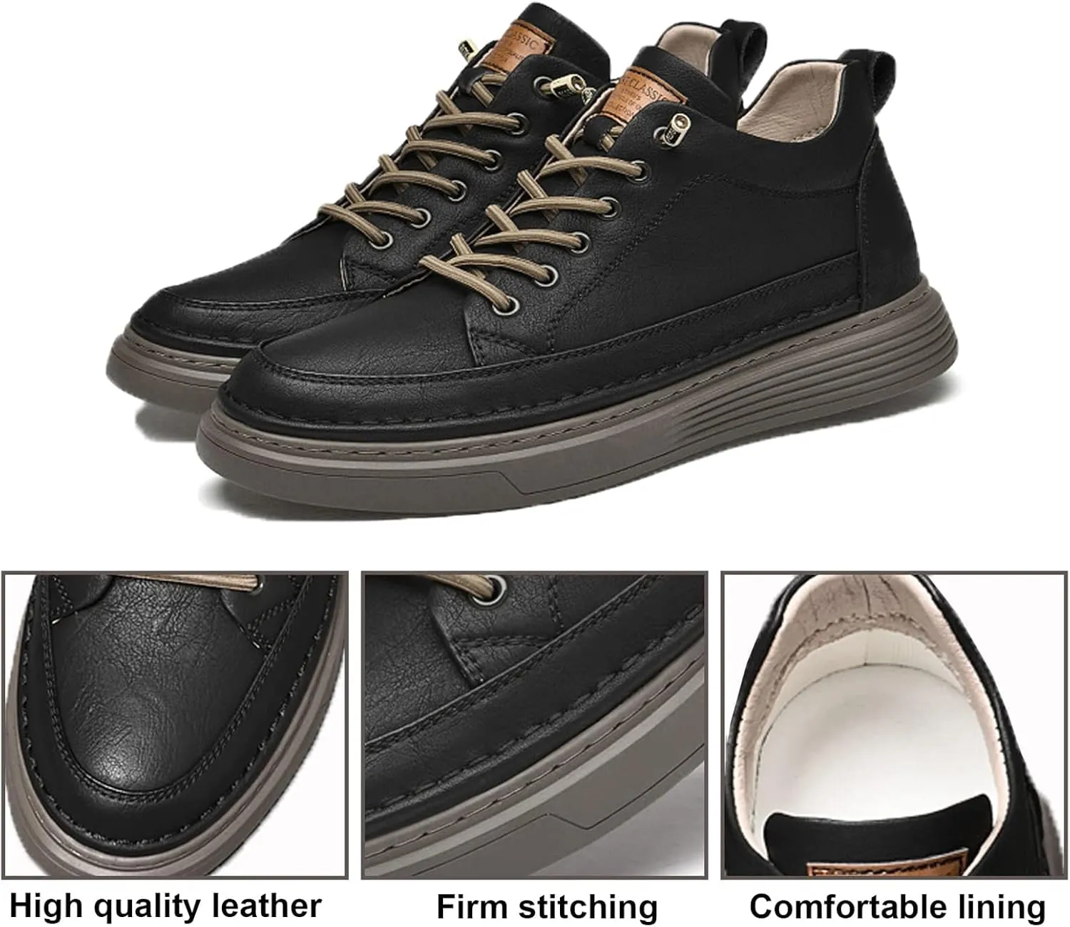 PURCHAWEE Elevator Shoes for Men Height Increase,Men's Invisible Height Increasing Elevator Shoes Taller Height Sneakers Leather Casual Shoes