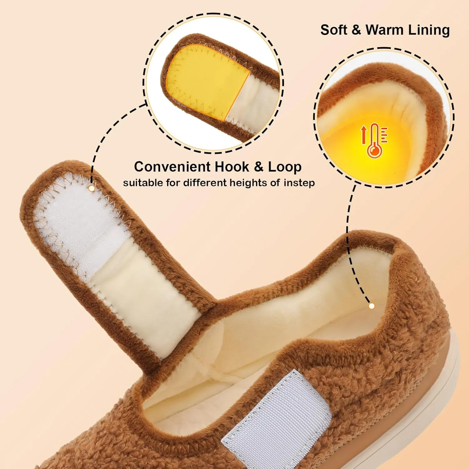 relxfeet Womens Wide Slippers Diabetic Shoes Adjustable Barefoot Walking Shoes Swollen Edema House Shoes Indoor Outdoor Slippers