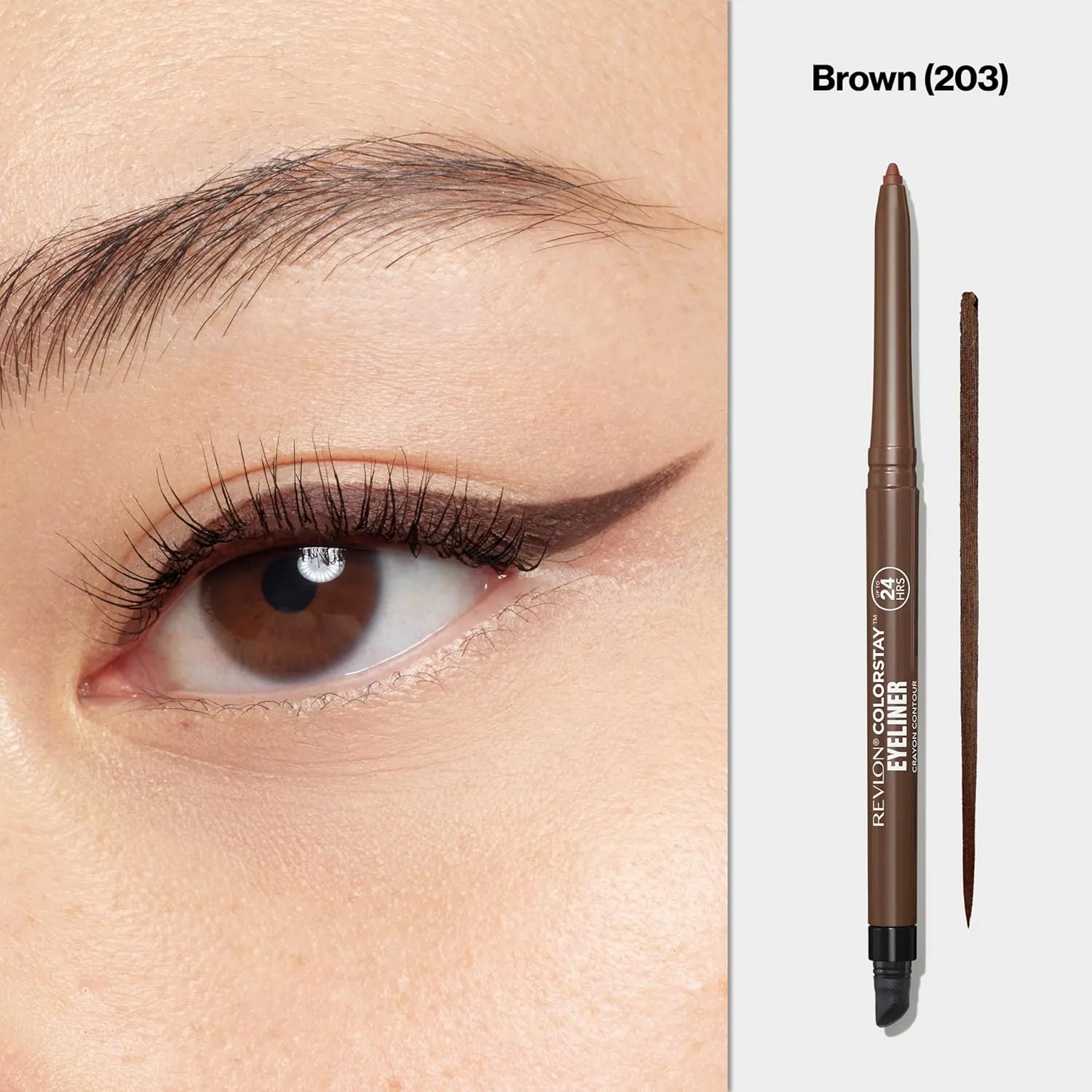 Revlon ColorStay Pencil Waterproof Eyeliner, Smudge-Proof, Eye Makeup with Built-In Sharpener, Packaging May Vary, 203 Brown, 0.01 oz