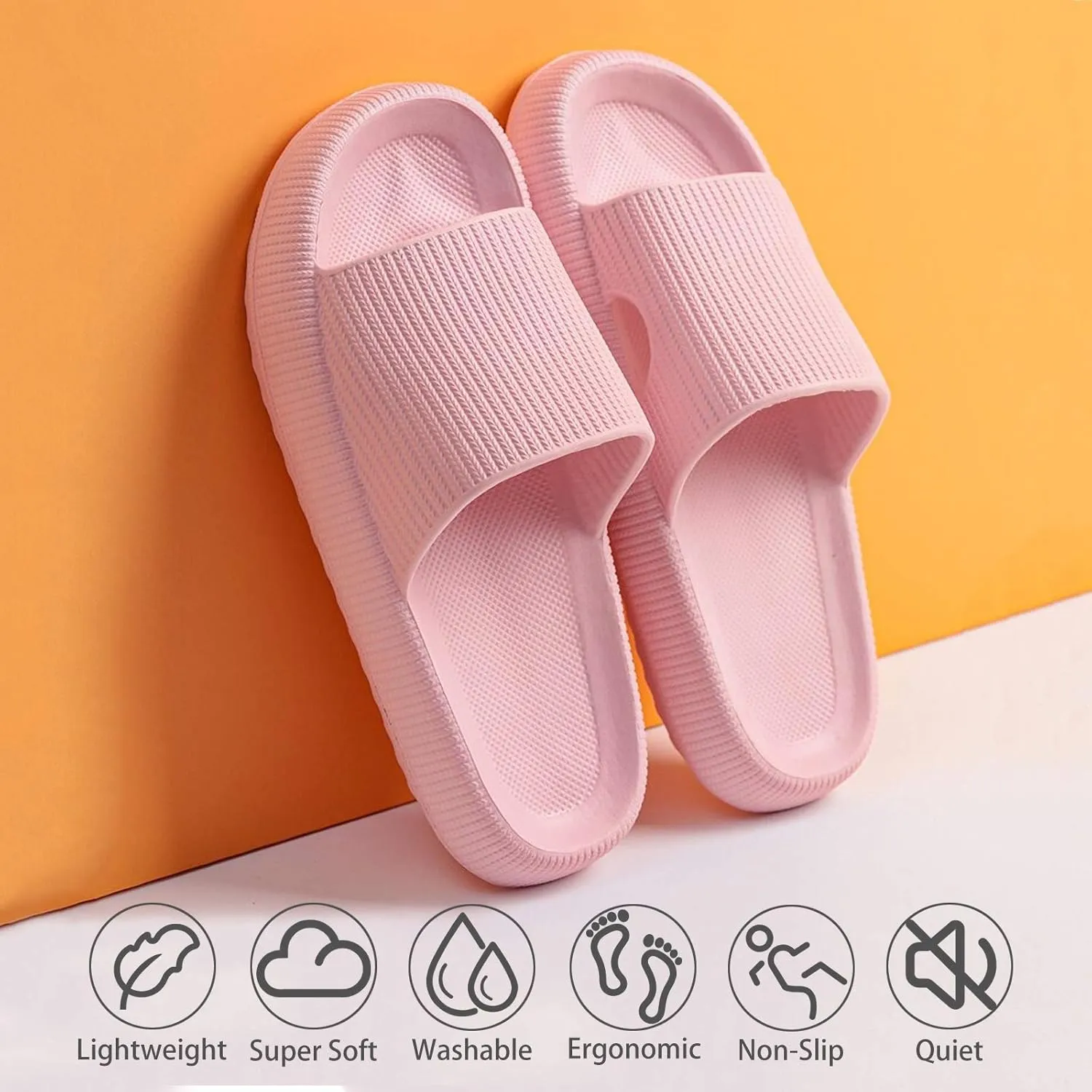 rosyclo Cloud Slippers for Women and Men, Pillow House Slippers Shower Shoes Indoor Slides Bathroom Sandals, Ultimate Comfort, Lightweight, Thick Sole, Non-Slip, Easy to Clean