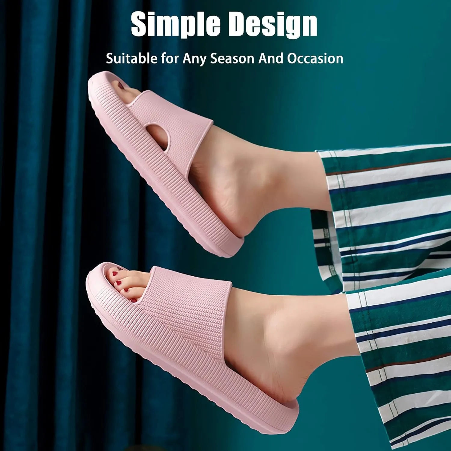 rosyclo Cloud Slippers for Women and Men, Pillow House Slippers Shower Shoes Indoor Slides Bathroom Sandals, Ultimate Comfort, Lightweight, Thick Sole, Non-Slip, Easy to Clean