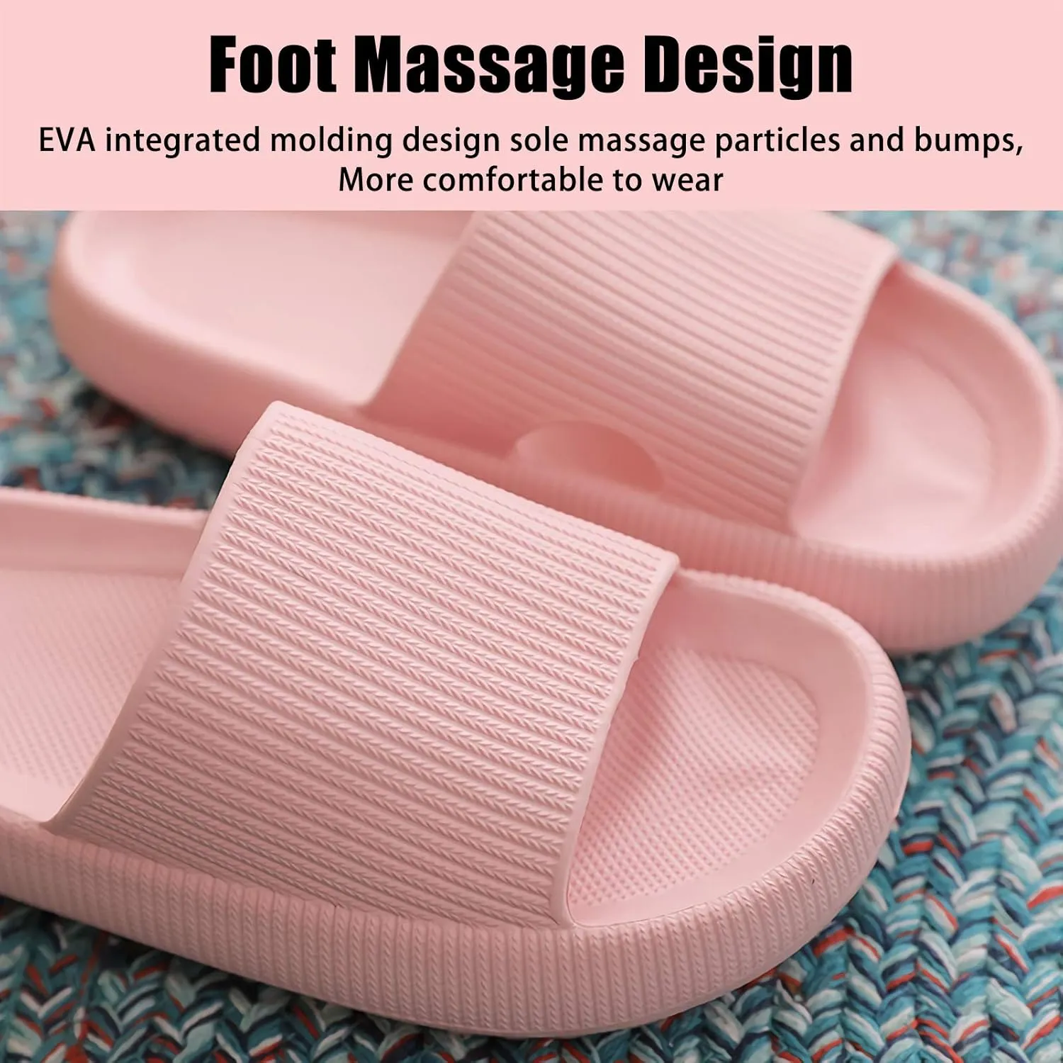 rosyclo Cloud Slippers for Women and Men, Pillow House Slippers Shower Shoes Indoor Slides Bathroom Sandals, Ultimate Comfort, Lightweight, Thick Sole, Non-Slip, Easy to Clean
