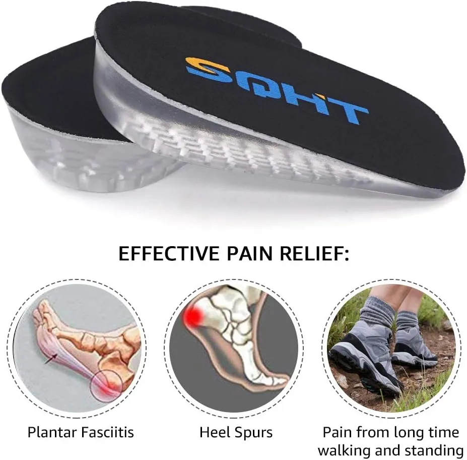 SQHT's Heel Lift Inserts, Shoes Lifts, Height Increase Insoles for Leg Length Discrepancies (Large - 1" Height)