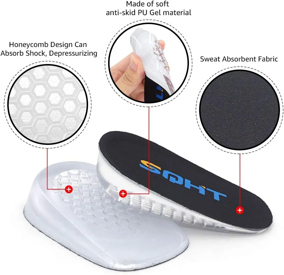 SQHT's Heel Lift Inserts, Shoes Lifts, Height Increase Insoles for Leg Length Discrepancies (Large - 1" Height)