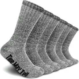 Time May Tell Mens Merino Wool Hiking Cushion Socks Thermal Warm Crew Winter Boot Socks Pack (2/4 Pair,6-13 Size)