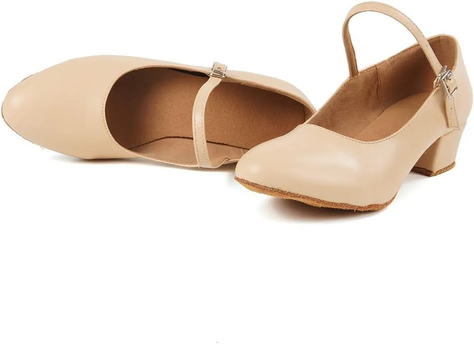 TINRYMX Closed Toe Dance Shoes Women Mary Jane Shoes Latin Ballroom Salsa Shoes Character Shoes, US 5